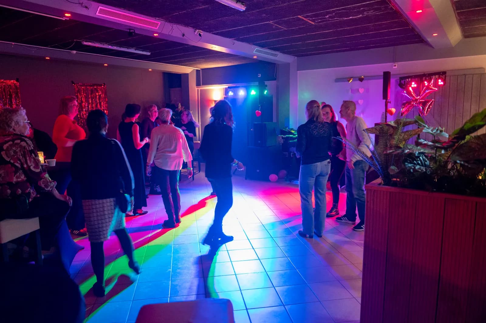 Dansvloer met kleurlicht in de zaal