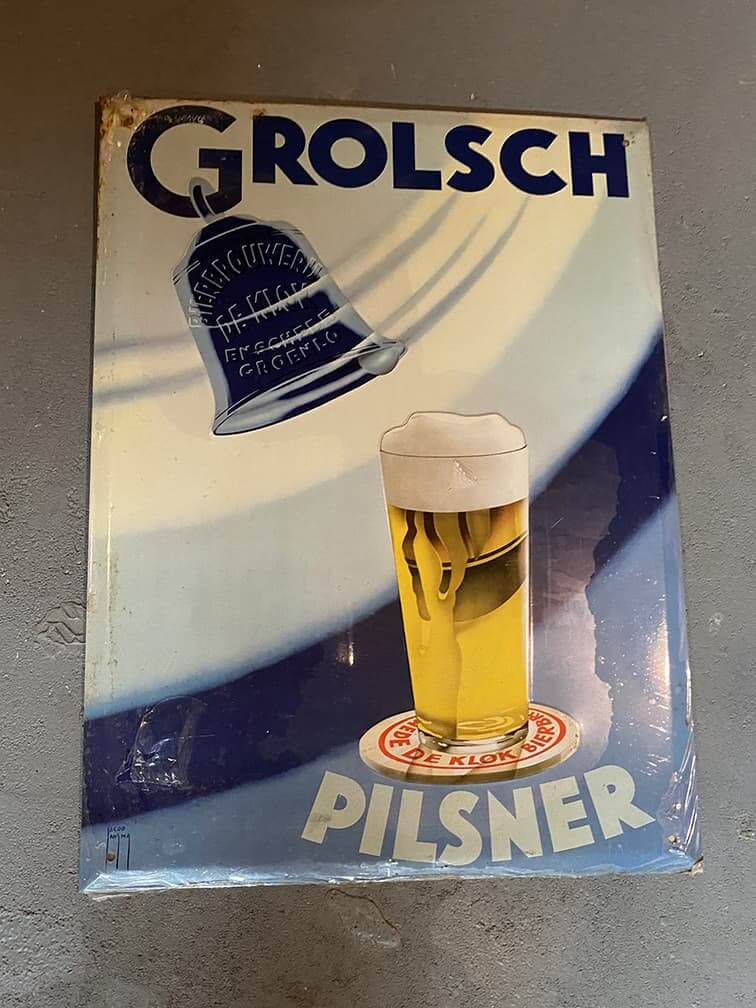 Bord Grolsch 'Pilsner' blauw